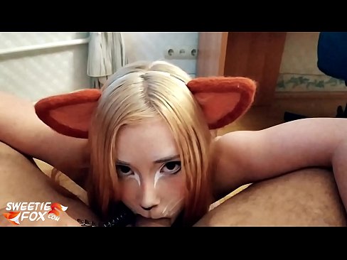 ❤️ Kitsune د هغې په خوله کې ډیک او کم تیر کړ ❤️ په موږ
